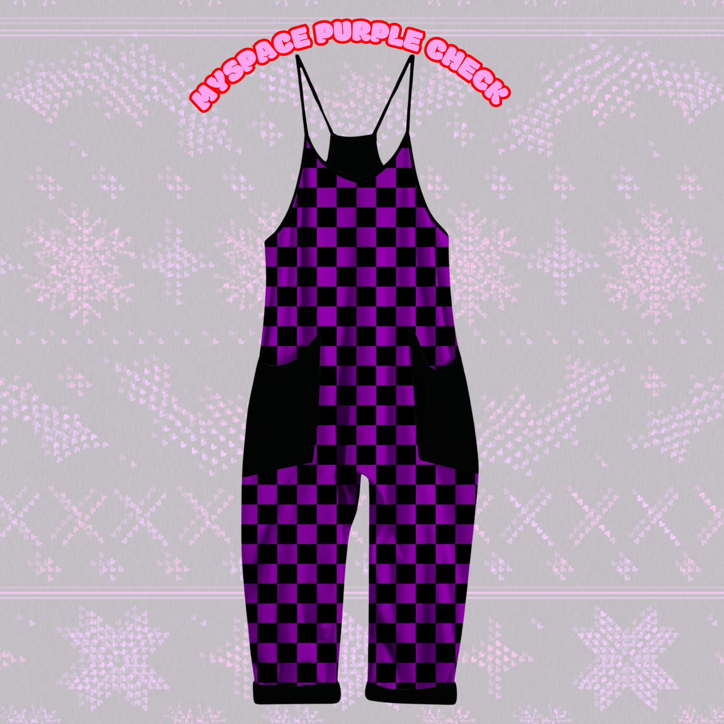 Adults + Kids Neon Purple Check Punk Overalls! Comfy Bamboo! Oversized