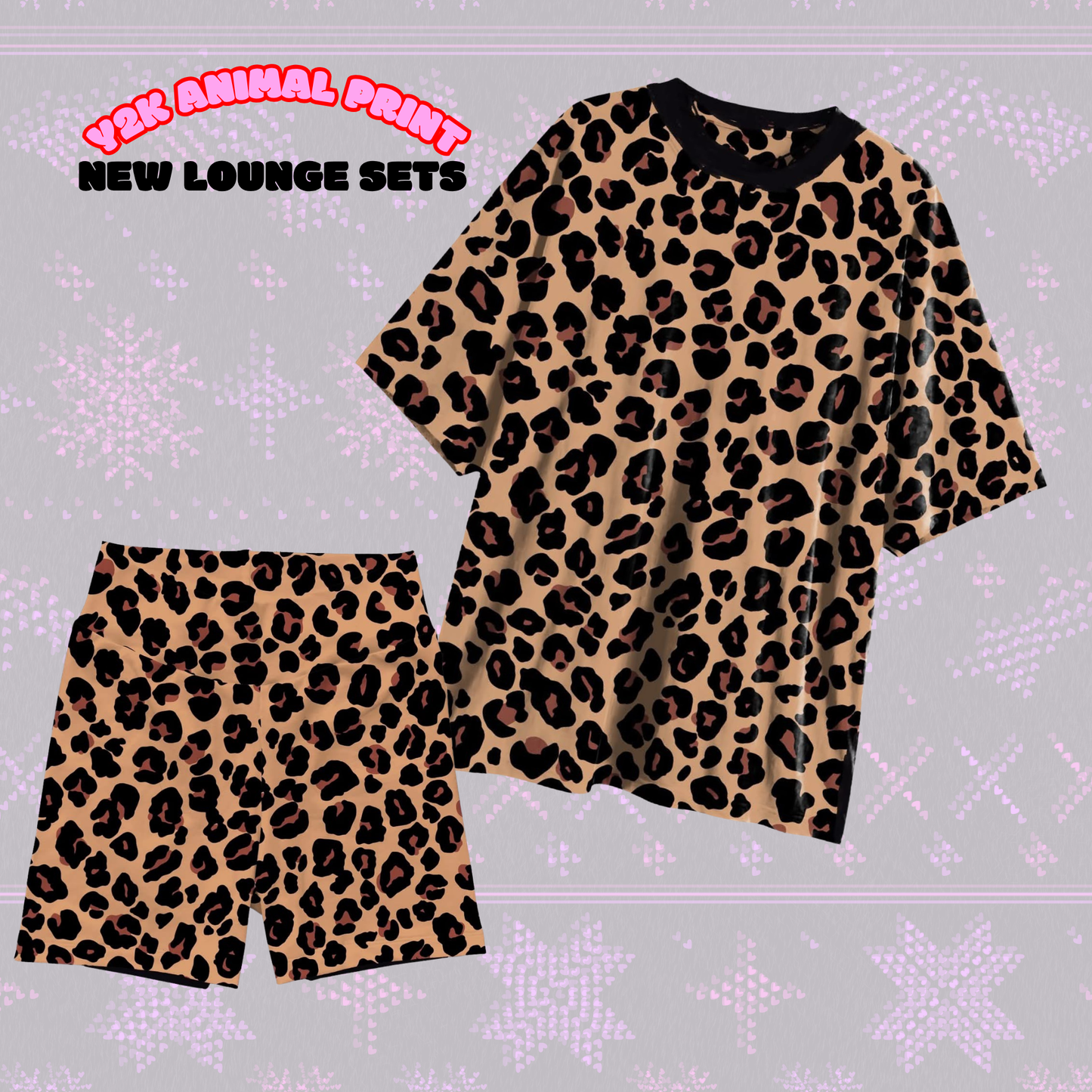 Kids + Adult: NEW Bikers + Oversized Lounge Shirt Set! Cheetah Print + animal y2K Magical Set! New!!