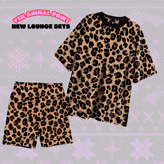 Kids + Adult: NEW Bikers + Oversized Lounge Shirt Set! Cheetah Print + animal y2K Magical Set! New!!