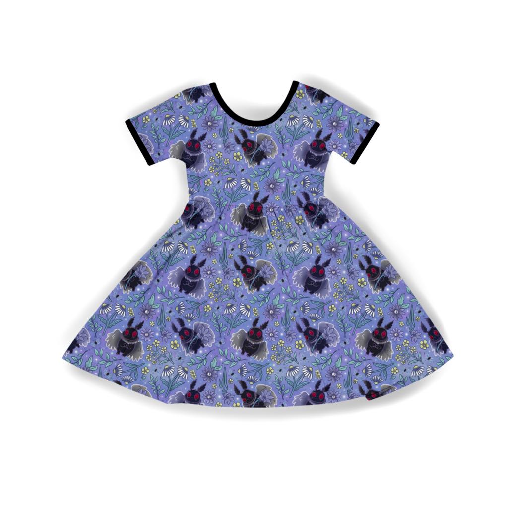Ready to ship - Botanical Mothman Floral Bamboo Twirl Dress!