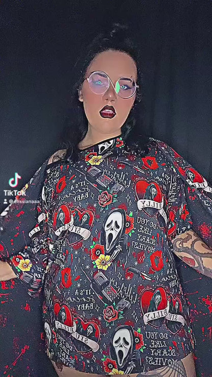 Ready to ship - BAT SHAPED The 90s Horror Slasher Summer Red + Black SCREAM Bamboo Blanket!