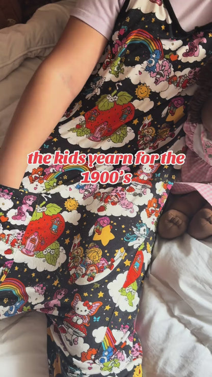 Ready To Ship - Adult + Kids- Childhood Nostalgia Black Vintage Sat Morning Cartoons Bamboo Twirl Dress! Favorite Vintage Cartoons!