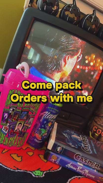 NEW PRODUCT! 90s Hot Pink "Youre in for a Scare" Retro BPA Free Plastic Traveler Mugs! Gooseeebumps