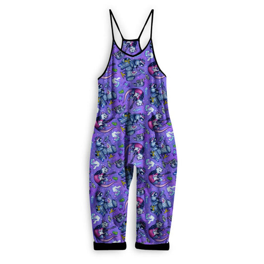 Ready to Ship Kids + Adult:  Trash Metal Band Opossum + Raccoon and friends Hipster Overalls!